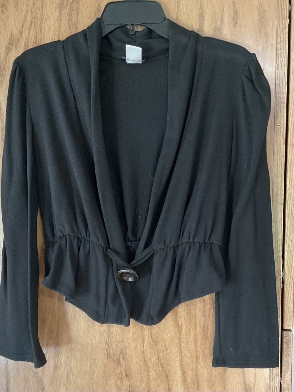 VENUS Black Draped Single-Button Peplum Jacket